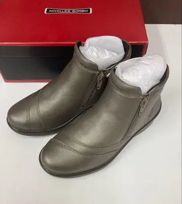 아킬레스 솔보 (22cm) 양쪽 지퍼 달린 넓은 폭 4E 천연 가죽