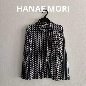HANAE MORI 그래픽 블라우스 40 상의 셔츠 패턴 L