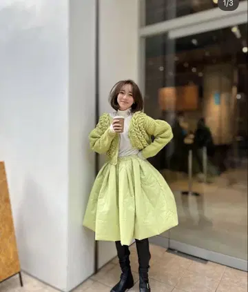 로지몬스터 rosymonster 퍼피 스커트 라임 그린 플레어