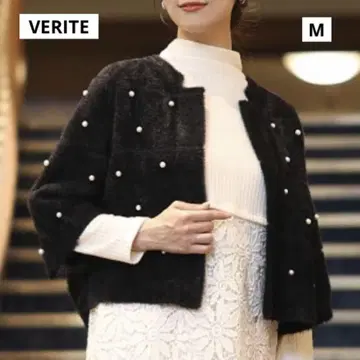 [새상품급] VERITE 펄 샤기 니트 가디건