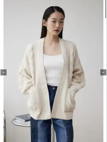 아줄바이마우지 셔닐 케이블 니트 롱 가디건