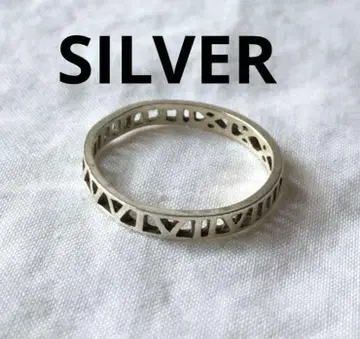 빈티지 로마 숫자 실버 반지 SILVER 컷아웃