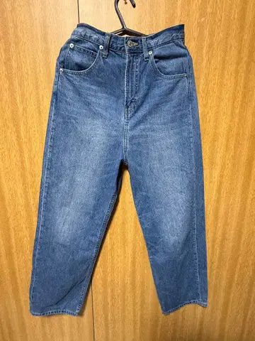 다크 블루 스트레이트 데님 하이웨스트