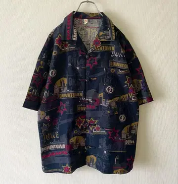 매듭 버튼 오픈 카라 셔츠 알로하 쿵푸 셔츠 차이나 셔츠 반팔