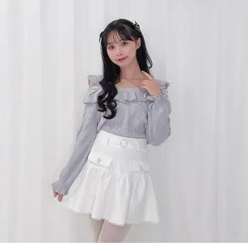 HoneyCinnamon 오프숄더 하트 케이블 니트