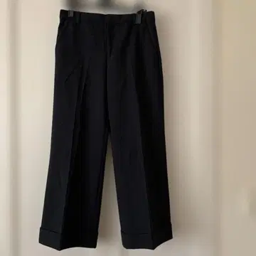 23구 블랙 와이드 팬츠 접힌 밑단 사이드 포켓
