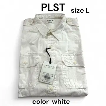 PLST 남성용 긴팔 셔츠 L 면 100% 택 포함 새상품 청결감 화이트