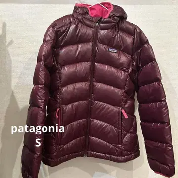 patagonia 후드 부착 다운 자켓 버건디 S