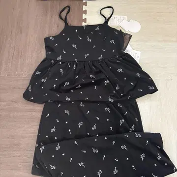 시마무라 lutique 벨로아 뷔스티에 스커트 셋업 자수 블랙 M