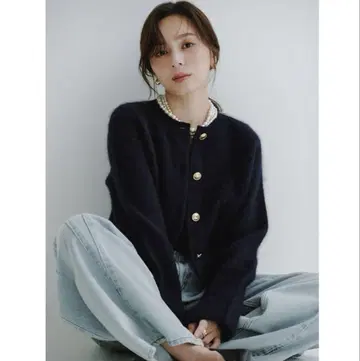 캐시미어 브랜드 노카라 니트 자켓 NAVY anuans