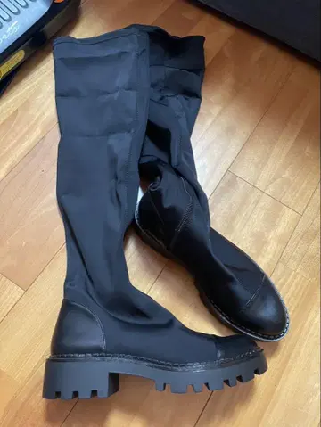 블랙 롱 부츠 합성 소재