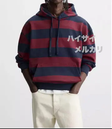 사용하기 쉬운 오버 사이즈 ZARA MAN 보더 후드티 XL 44