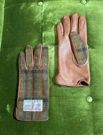 [ 새상품급 ] Harris Tweed 체크 무늬 장갑