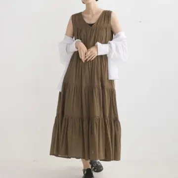 코튼 보일 슬리브리스 티어드 원피스