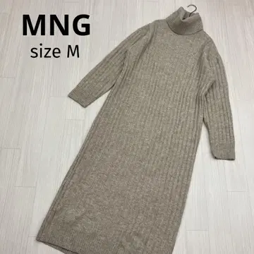 MNG 망고 터틀넥 니트 롱 원피스 M