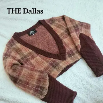 THE Dallas 더 달라스 모헤어 체크 니트 크롭 니트