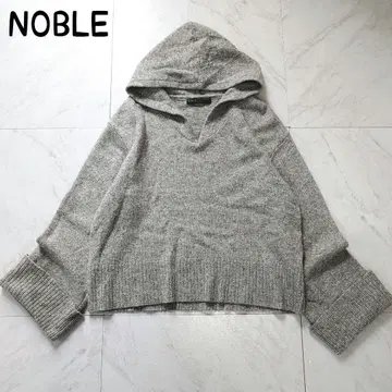 NOBLE 니트 스웨터 후드 부착 울 100% 와이드 슬리브