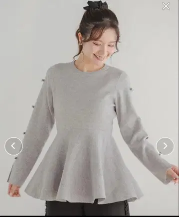 fitmore 핏모어 소매 리본 페플럼 니트