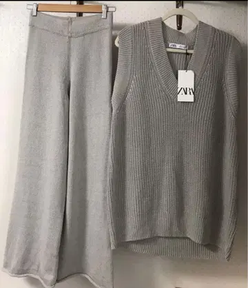 ZARA 오버 사이즈 니트 셋업 세트 그레이 베이지