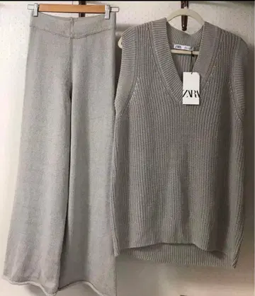 ZARA 오버 사이즈 니트 셋업 세트 그레이 베이지