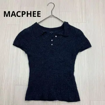 MACPHEE 맥피 반팔 리브 니트 피케 셔츠 울 100%