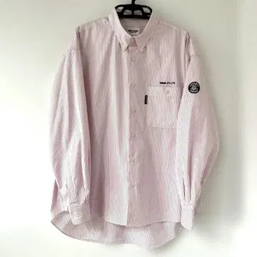 SINA COVA 핑크 화이트 스트라이프 긴팔 셔츠 LL