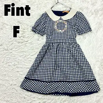 Fint 피인트 깅엄 체크 꽃무늬 자수 원피스
