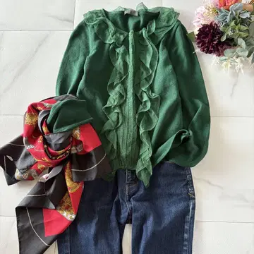 ALBERTA FERRETTI 긴팔 니트 상의 그린 울 캐시미어