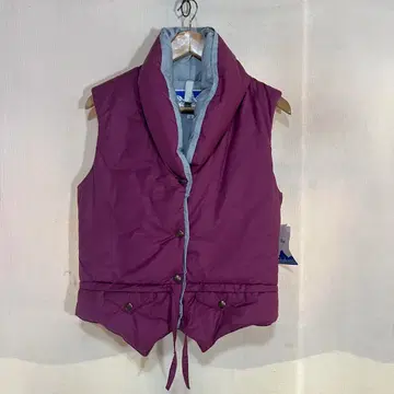 택 포함 데드스탁 80s 파우더 혼 여성용 다운 베스트 구제 의류 빈티지