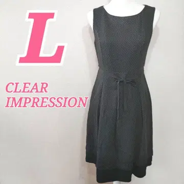 CLEAR IMPRESSION 슬리브리스 원피스 L 리본 깔끔한