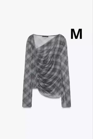 ZARA 자라 체크 무늬 튤 상의 완판템