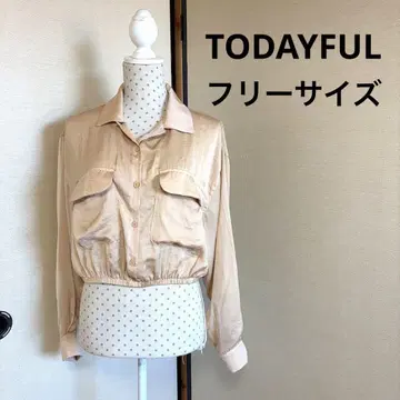 TODAYFUL 빈티지 크롭 셔츠 숏 기장 베이지 새틴