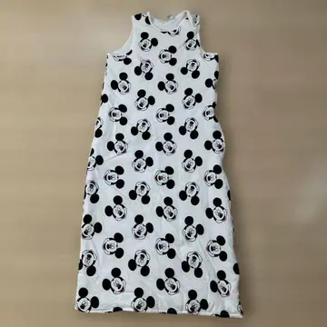10.10 디즈니 미키마우스 원피스 슬리브리스 화이트 올 패턴