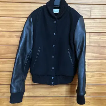 Greed International 가죽 스타디움 자켓 블랙