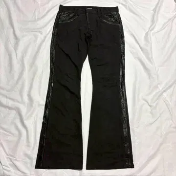 yasuyuki ishii leather patch flare pants