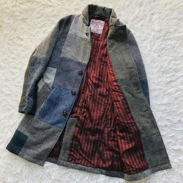 [ 인기 모델 ] 해리스 트위드 체스터 코트 헤링본 패치워크 M