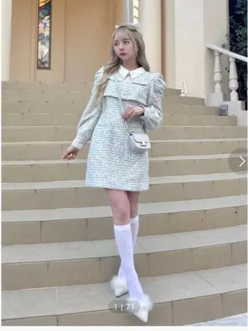 더즐린 트위드 도킹 미니 원피스