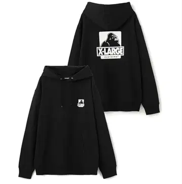 XLARGE 블랙 후드 부착 후드티 앞 끈 없음