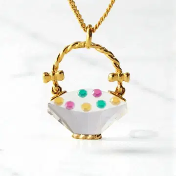 [새상품급] SWAROVSKI 스와로브스키 목걸이 크리스탈 꽃바구니