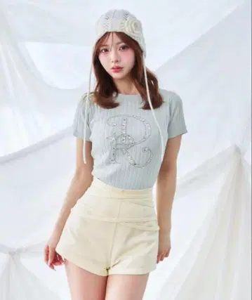 darich 다리치 DR 비주 리브 니트 탑 SAX