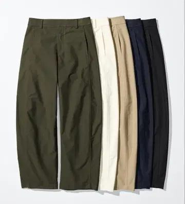유니클로 UNIQLO 저지 배럴 레그 팬츠 S 올리브