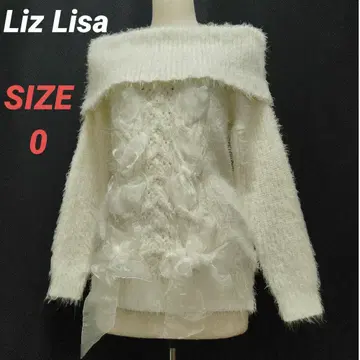 리즈리사 니트 스웨터 레이스업 화이트