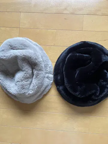 MUMU 퍼 버킷햇 베이지 블랙 2색 세트
