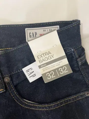 [ 미사용 새상품 ] GAP 슈퍼 배기 데님 32W 32L 다크린스