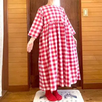 [ 핸드메이드 ] 커다란 깅엄 체크 원피스