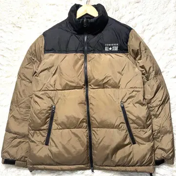 컨버스 패딩 자켓 두툼함 바이컬러 브라운 블랙 빅