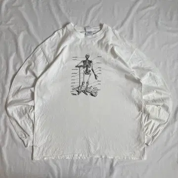 90s 헤인즈 롱 T셔츠 해골 해부학 헤인즈