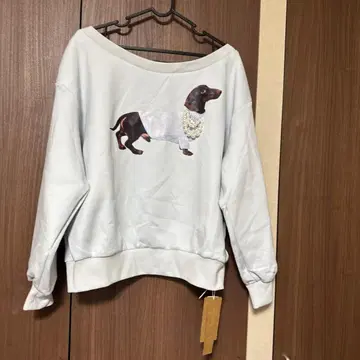 닥스훈트 프린트 오프숄더 맨투맨