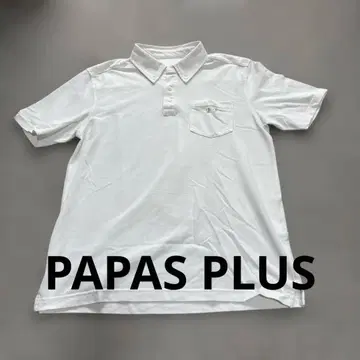 PAPAS PLUS 화이트 피케 셔츠 버튼 포함