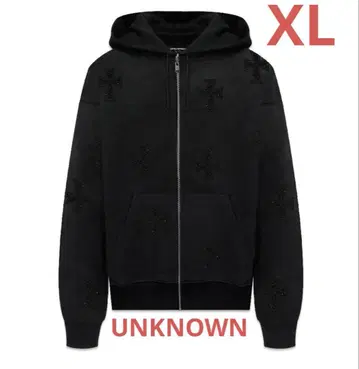 [ 미사용 새상품 ] 언노운 큐빅 지퍼 후디 블랙 XL